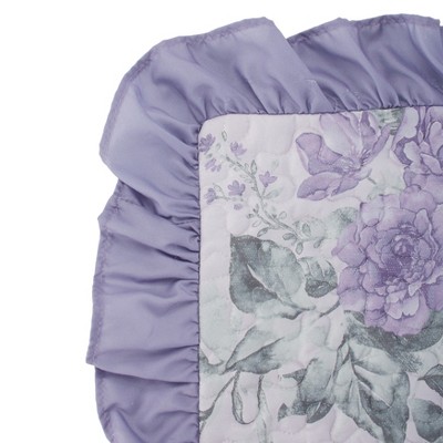 Lavender Floral Polyester Standard Pillow Sham with Ruffle Trim