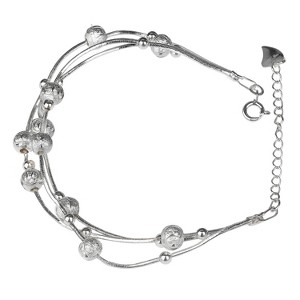 925 Sterling Silver Women's Bracelet - Triple Chain with Sparkling Beads, Gift for Bride Wife Mother Christmas Valentine's Day Mother's Day Birthday - 1 of 4