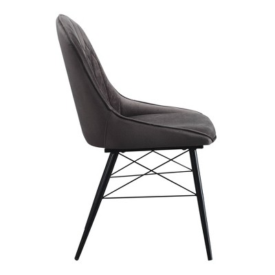 Elegant Gray Upholstered Side Chair with Metal Tapered Legs
