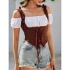 Women Costume Fake Two Piece Strappy Vintage Corset Vest Pirate Medieval Viking Steampunk Gothic Tank Top - 4 of 4