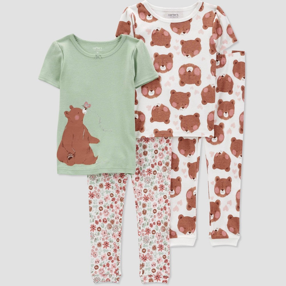 Carter s Just One You Carter Jut One You Toddler Girl 4pc Short Sleeve Bear Pajama Set Sage 18M Connecticut Post Mall