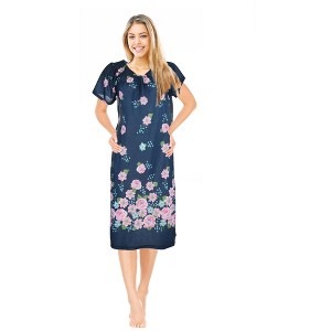 JEFFRICO Womens Nightgowns Muumuu Lounger House Dress Sleepwear Silky Soft Pajama Dress Nightshirts - 1 of 4