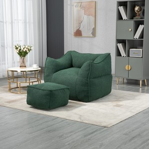 CAVINAS Modern Comfy Foam Bean Bag Chair with Footstool,High Back Bean Bag Couch,Accent Chairs for Living Room - 1 of 4