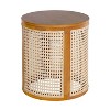CAVINAS Round Nightstand with Rattan Woven Design, Bedside Table with Round Wood Tabletop, Hollow Woven End Table for Bedroom - 3 of 4