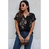 I AM A FASHION JUNKY Plus Size Floral Print V Neck Loose Blouse - 4 of 4