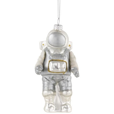 Northlight 5" Silver Glittered Astronaut Glass Christmas Ornament