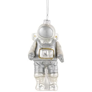 Northlight 5" Silver Glittered Astronaut Glass Christmas Ornament - 1 of 4