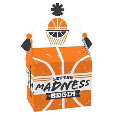 Big Dot of Happiness Basketball - Let the Madness Begin - Treat Box Party Favors - College Basketball Party Goodie Gable Boxes - Set of 12