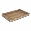 HomeRoots 17" Brown Distressed Finish Wood Tray With Side Carvings - 3 of 4
