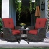 Belord 3PCS Patio Furniture Set with Swivel Chairs, All Weather Brown Wicker Bistro Set Outdoor Swivel Rocker Set of 2 with Side Table - 2 of 4