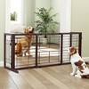 SEVOBAL Pet Crates and Houses Adjustable Wooden Pet Gate for Dogs Indoor Freestanding Dog Fence for Doorways Stairs, Deep Brown, 38.2"*17.7"*21.1" - 2 of 4