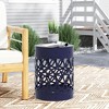Iron Cut Design Outdoor End Tables, Modern Cylindrical Patio End Table, Outdoor Side Table with Overlapping Circle Pattern -Christopher Knight Home - 2 of 4