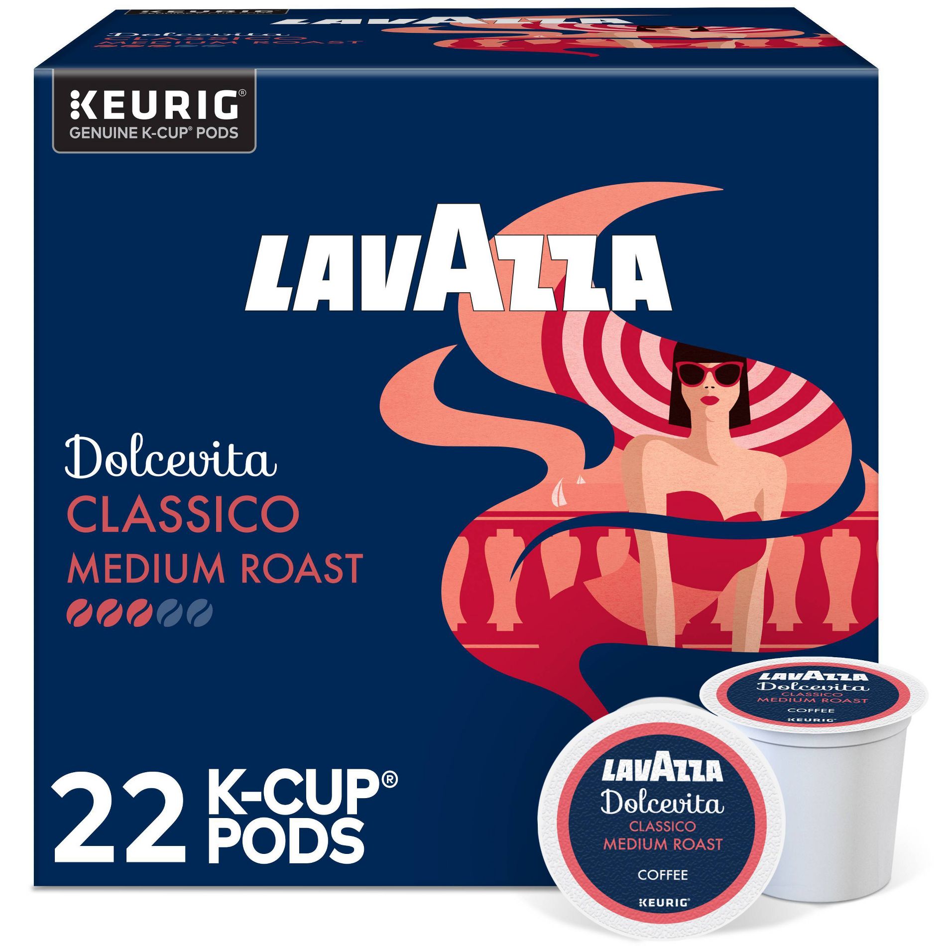 Lavazza Classico Medium Roast Coffee Pods - 22ct: Compatible With Keurig, Arabica Beans