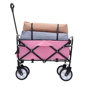 Collapsible Foldable Wagon Cart with strapping system Beach Wagon, Utility Cart for Camping Supports 225lbs - 1 of 4