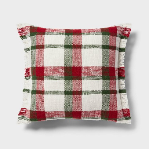 Red and green plaid pillows new arrivals