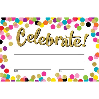 Teacher Created Resources Confetti Celebrate! Awards, 8.5" x 5.5", Pack of 25 (Case of 6)