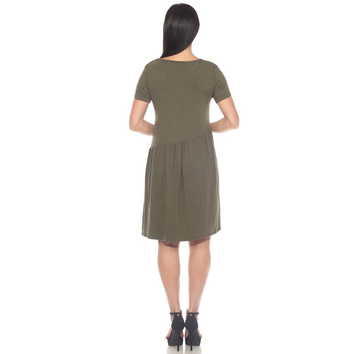 Women's Asymmetrical Waist and Short Sleeve Swing Dress - White Mark - thumbnail 8