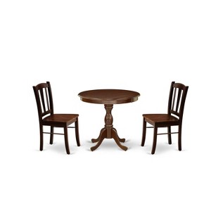3-Piece Mahogany Finish Solid Wood Top - Dining Room Set - Seats-4 - 1 of 4
