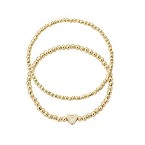 Adornia 14k Gold Plated Ball Bead Initial Bracelet Set - 1 of 1