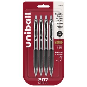 uni-ball uniball 207 Needle Retractable Gel Pens Medium Point 0.7mm Black Ink 4/Pack (1738430) - 1 of 4