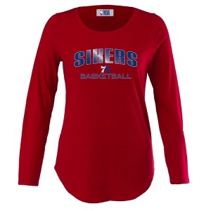 NBA Philadelphia 76ers Women's Long Sleeve Crew Neck Fashion T-Shirt - 1 of 4