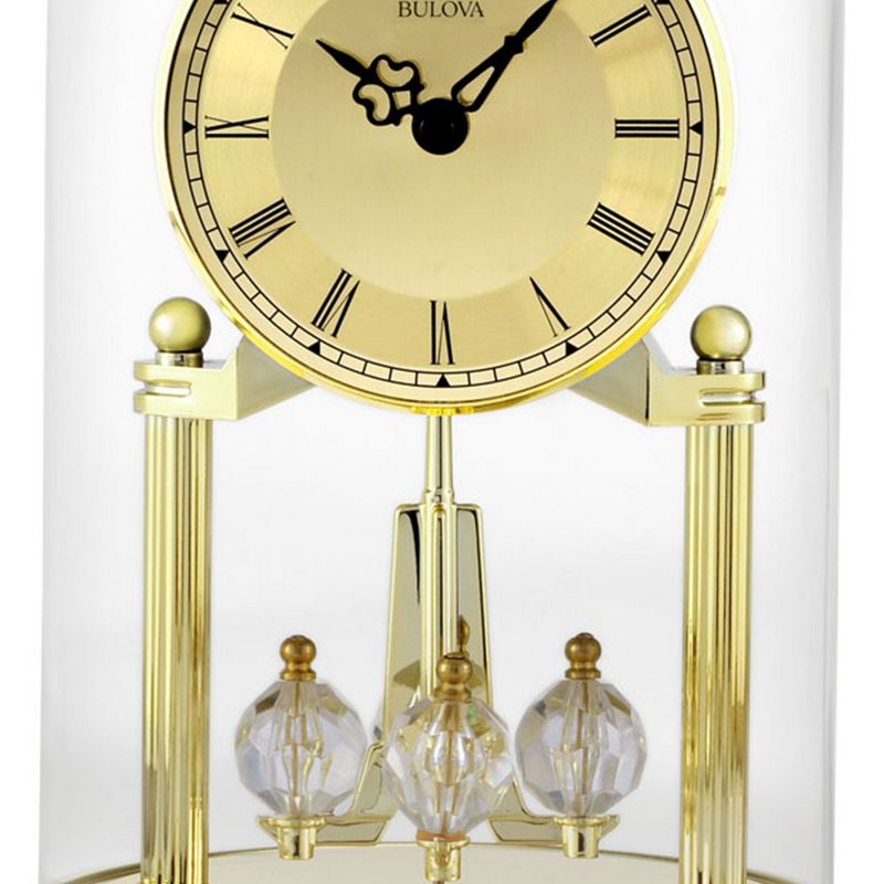 Bulova Clocks Tristan I Oval Dome Clock with Metal Base and Brass Finish, Gold, 2 of 5