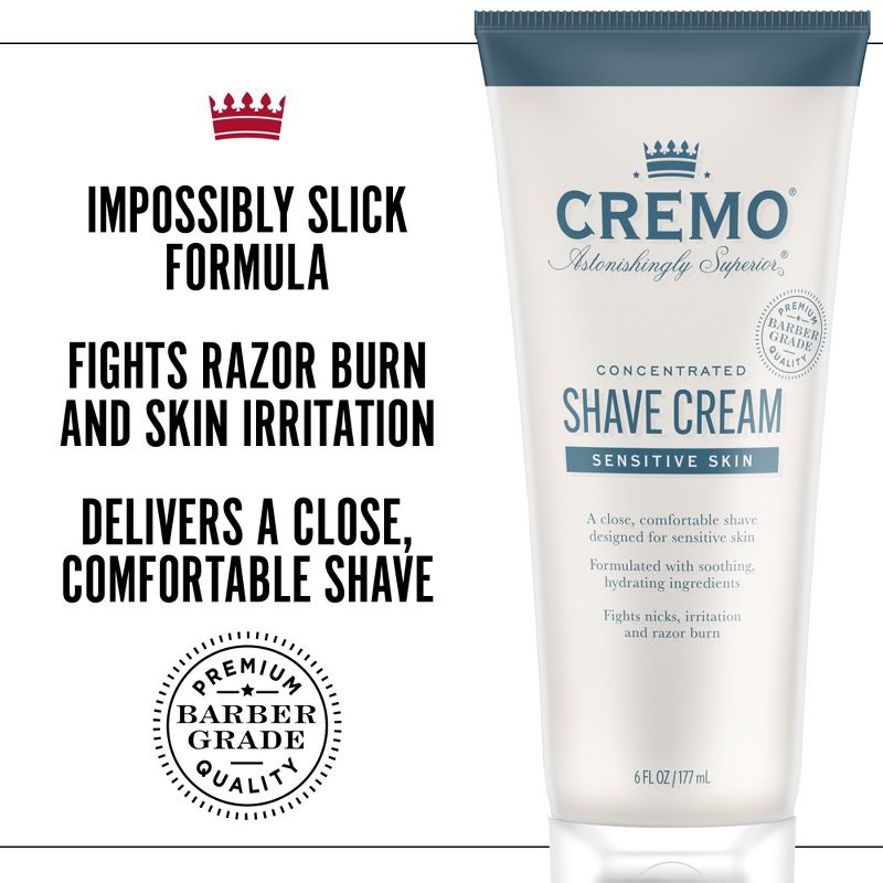 Cremo Sensitive Skin Shave Cream - Scented - 6 fl oz, 4 of 8