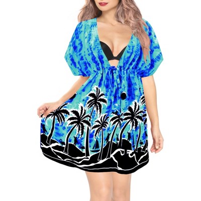LA LEELA Women's Summer Beach Dress Mini Loose Swing Swimsuit Cover ups Tops for Women