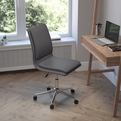 Ergonomic Gray LeatherSoft Swivel Task Chair with Chrome Base