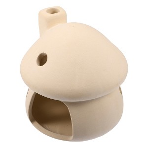 Unique Bargains Ceramic Aquarium Hideaway Rock Cave Fish Tank Decoration 3.86"x3.78" Beige Yellow 1 Pc - 1 of 4