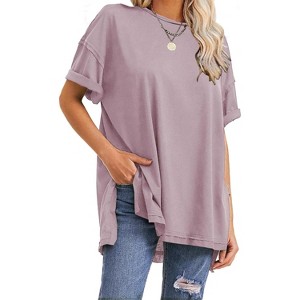 EXLURA Womens Summer Oversized T Shirts Casual Short Sleeve Loose Maternity Tops Crewneck Tunic Plus Gym Workout Top - 1 of 4