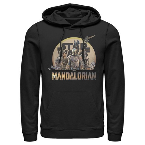 Men s Star Wars The Mandalorian Character Collage Pull Over Hoodie Black Medium