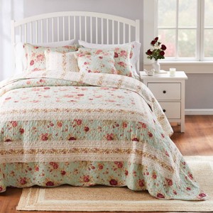 Antique Rose Bedspread Bedding Set - Greenland Home Fashions - 1 of 3