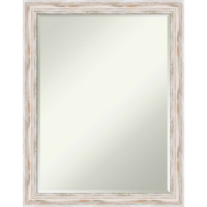 Amanti Art Alexandria White Wash Narrow Petite Bevel Wood Bathroom Wall Mirror 27 x 21 in. - 1 of 4