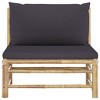 vidaXL Patio Middle Sofa with Dark Gray Cushions Bamboo - 2 of 4