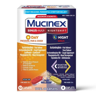 Mucinex Max Strength Sinus Medicine - Day &#38; Night - Tablets - 20ct