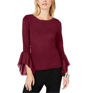 I.N.C International Concepts Womens Georgette Cuff Pullover Sweater, Red, X-Large - 1 of 1