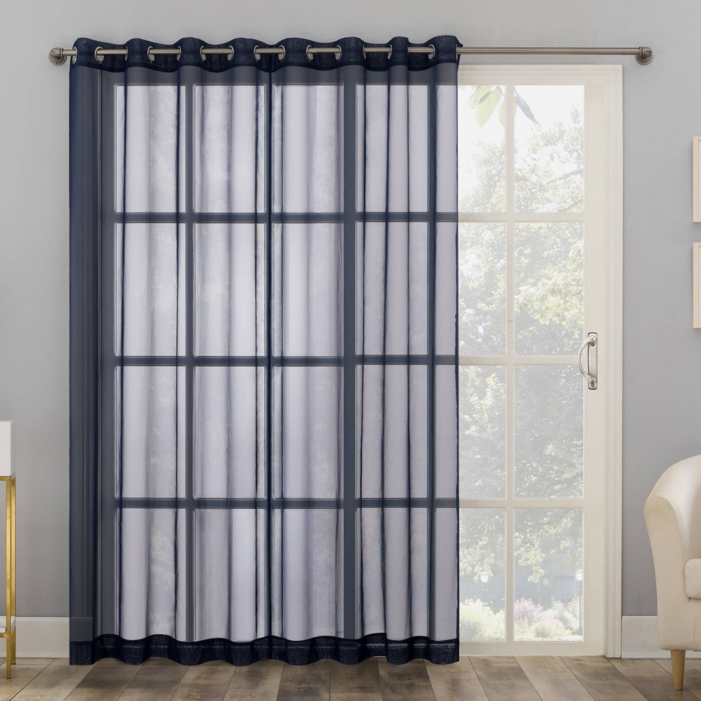 95"x59" Emily Sheer Voile Rod Pocket Curtain Panel Navy - No. 918