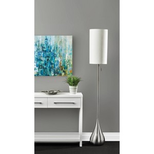 Christina Floor Lamp Brushed Steel - Adesso: Modern Standing Light with Pull Chain, UL Listed, Metal Body - 1 of 4