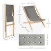 Costway Set of 2 Foldable Wood Sling Beech Chairs w/ 3 Adjustable Positions&Free Cushion - 3 of 4