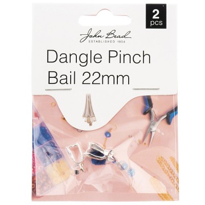 John Bead Must Have Findings Metal Silver 22mm Dangle Pinch Bails for Jewelry Making Findings, 2 Pieces