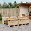 vidaXL 11-Piece Beige PE Rattan Patio Dining Set - Cushioned Garden Furniture - 2 of 4