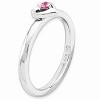 Black Bow Jewelry Sterling Silver Stackable Created Pink Sapphire 6mm Heart Ring - image 3 of 4