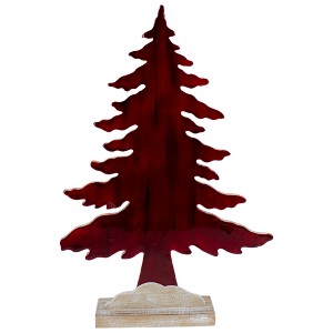 Northlight Stained Forest Tree on Washed Wood Base Christmas Decoration - 14" - 1 of 2