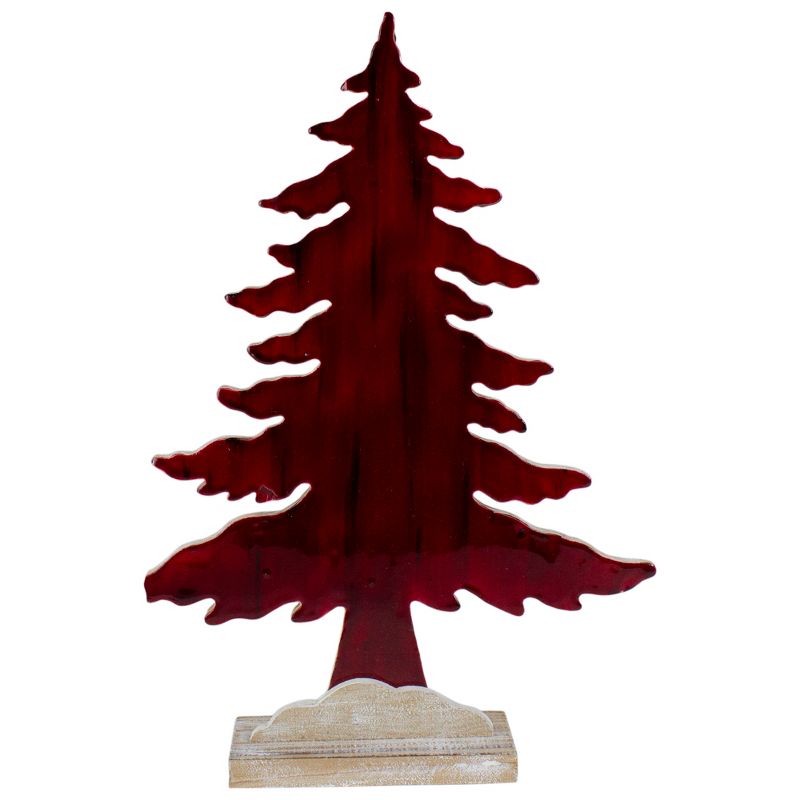 Northlight 14" Red and Black Stained Forest Tree Christmas Tabletop Decor, 1 of 3