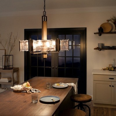 Rustic Country Bronze Drum Chandelier with Clear Shades - 28" Wide