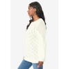 Roaman's Women's Plus Size Rhinestone Pointelle Knit Sweater - image 4 of 4