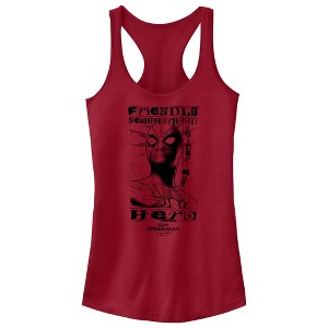 Juniors Womens Marvel Spider-Man: No Way Home Friendly Neighborhood Hero Racerback Tank Top - 1 of 4