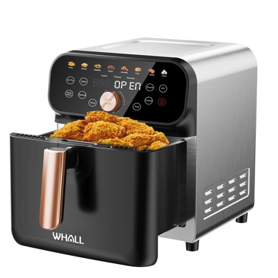 WHALL 6.2QT Air Fryer Oven, 12-in-1 Stainless Steel Air Fryer with LED Touchscreen, 1600W Power, 85% Less Fat, Oil-Free Cooking, New