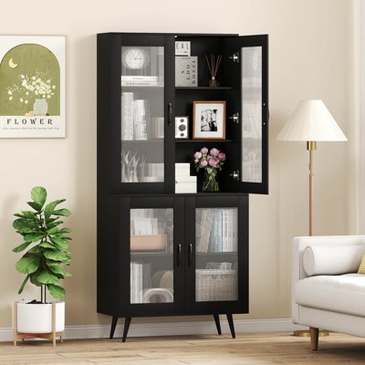 Costway Kitchen Pantry Cabinet with Translucent Fluted Doors & Adjustable Shelf — фото 2